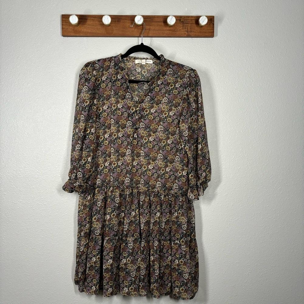 Rewind Multicolor Grunge Whimsy Goth  Floral Sheer Dress Size Medium